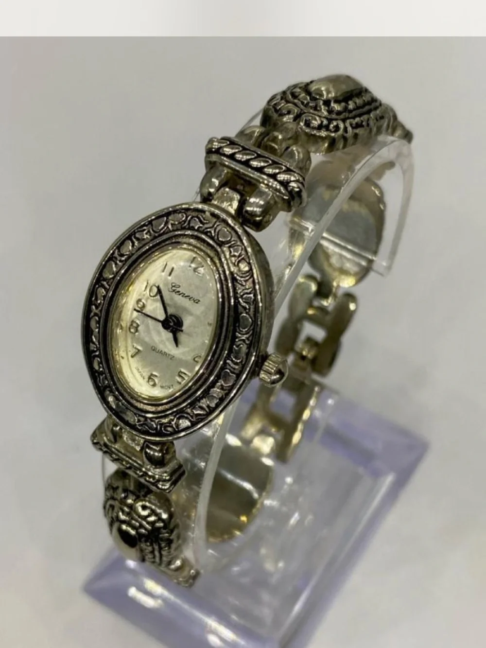 *** Geneva  ^^^ Silver-Tone Ornate Women's Bracelet Watch *